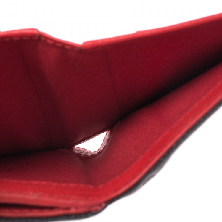 Pre Owned Carolina Herrera Brown Monogram Leather Tri Fold Compact Wallet