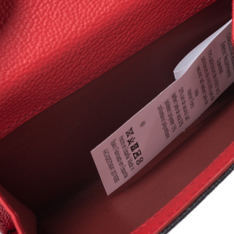 Pre Owned Carolina Herrera Brown Monogram Leather Tri Fold Compact Wallet