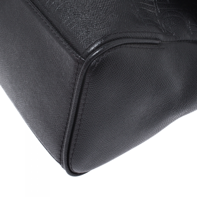Pre Owned Carolina Herrera Black Leather Minueto Flap Bag