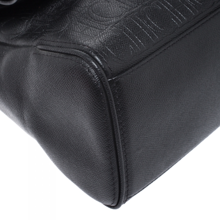 Pre Owned Carolina Herrera Black Leather Minueto Flap Bag