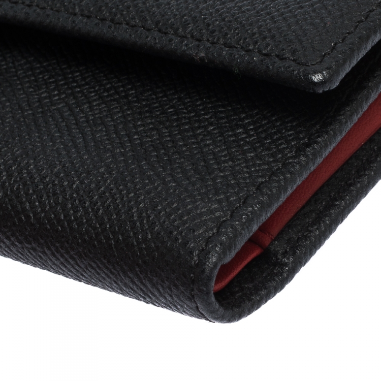 Pre Owned Carolina Herrera Black Leather Trifold  Wallet