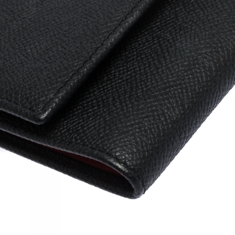 Pre Owned Carolina Herrera Black Leather Trifold  Wallet