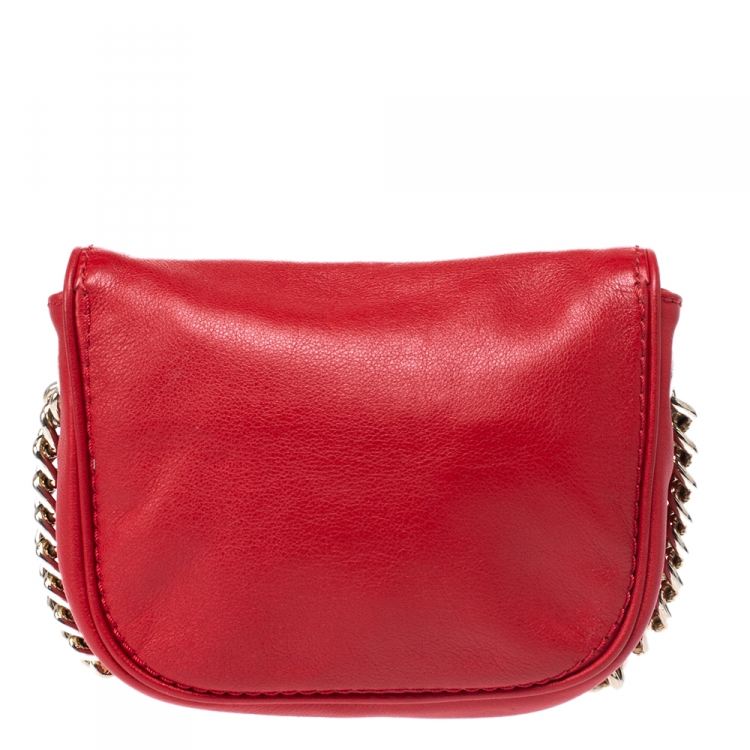 Pre Owned Carolina Herrera Red Leather Flap Crossbody Bag