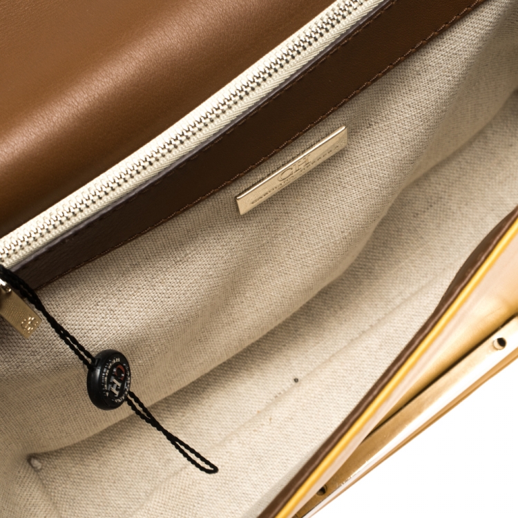 Pre Owned Carolina Herrera Tri Color Leather Casati Shoulder Bag