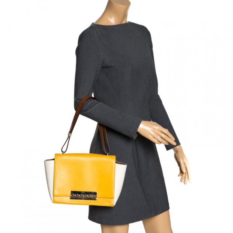 Pre Owned Carolina Herrera Tri Color Leather Casati Shoulder Bag