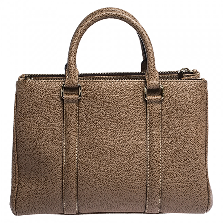 Pre Owned Carolina Herrera Light Brown Leather Andy Tote