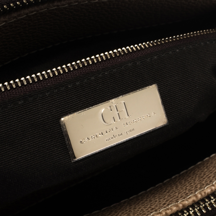 Pre Owned Carolina Herrera Light Brown Leather Andy Tote