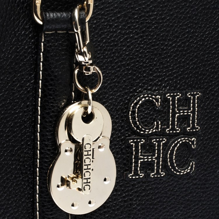 Pre Owned Carolina Herrera Black Leather Andy Tote