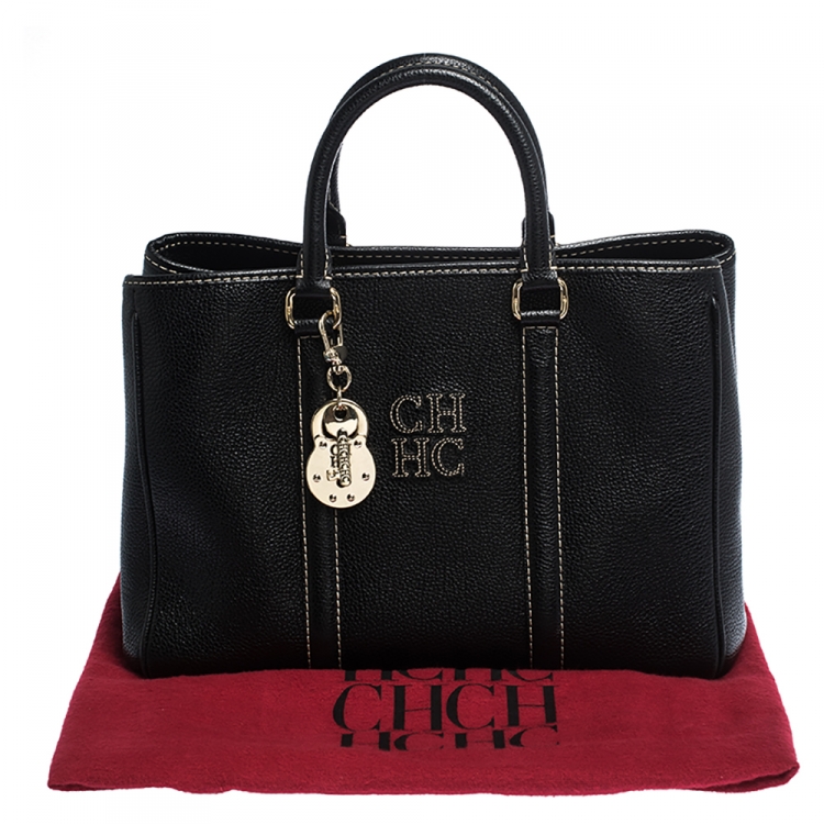 Pre Owned Carolina Herrera Black Leather Andy Tote