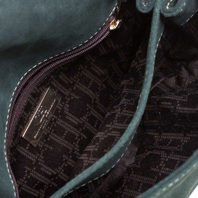 Pre Owned Carolina Herrera Deep Green Quilted Suede Shoulder Bag