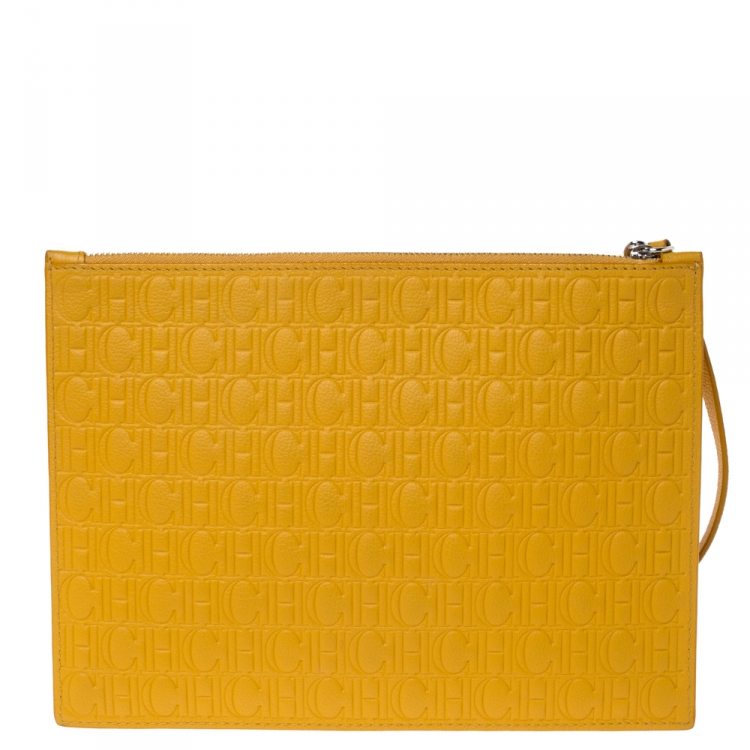 Pre Owned حقيبة يد صغيرة كارولينا هيريرا جلد منقوشة مسطردة