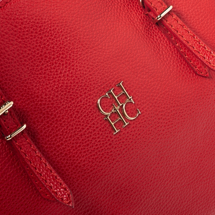 Pre Owned Carolina Herrera Orange Leather Flap Satchel  