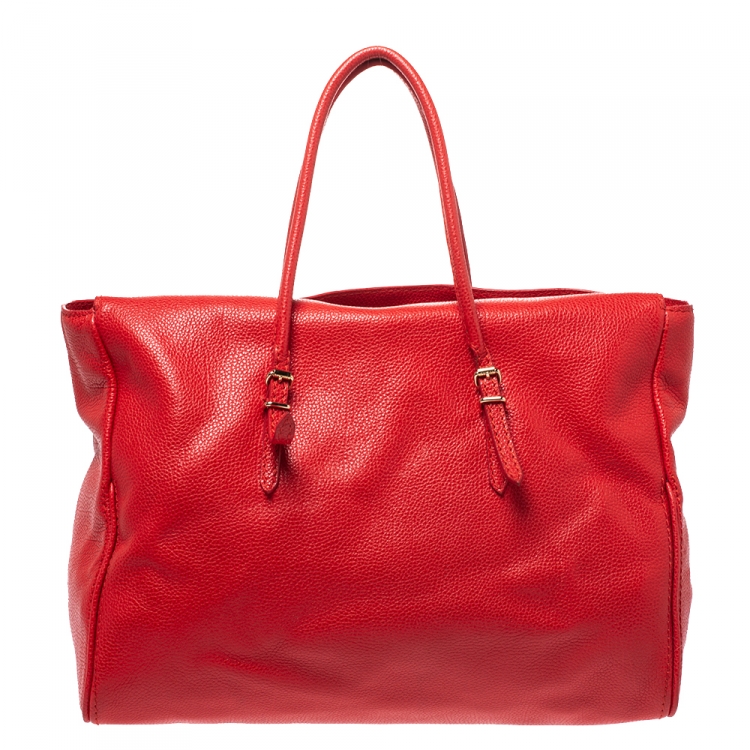 Pre Owned Carolina Herrera Orange Leather Flap Satchel  