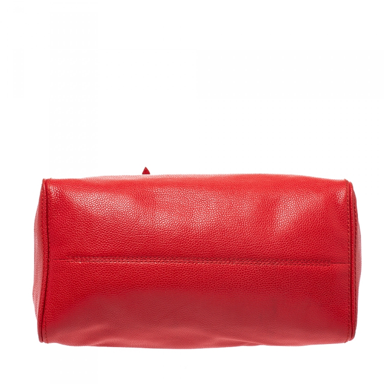 Pre Owned Carolina Herrera Orange Leather Flap Satchel  