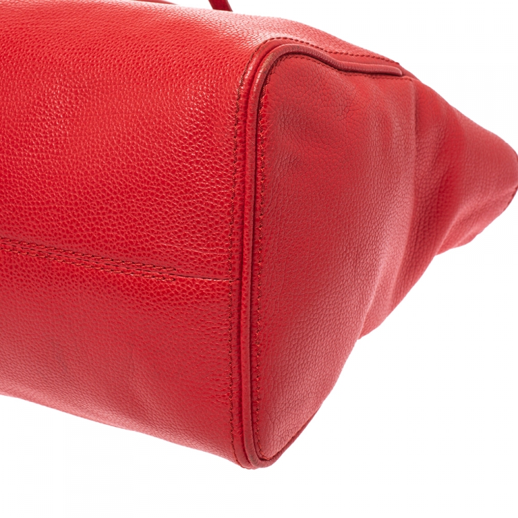 Pre Owned Carolina Herrera Orange Leather Flap Satchel  