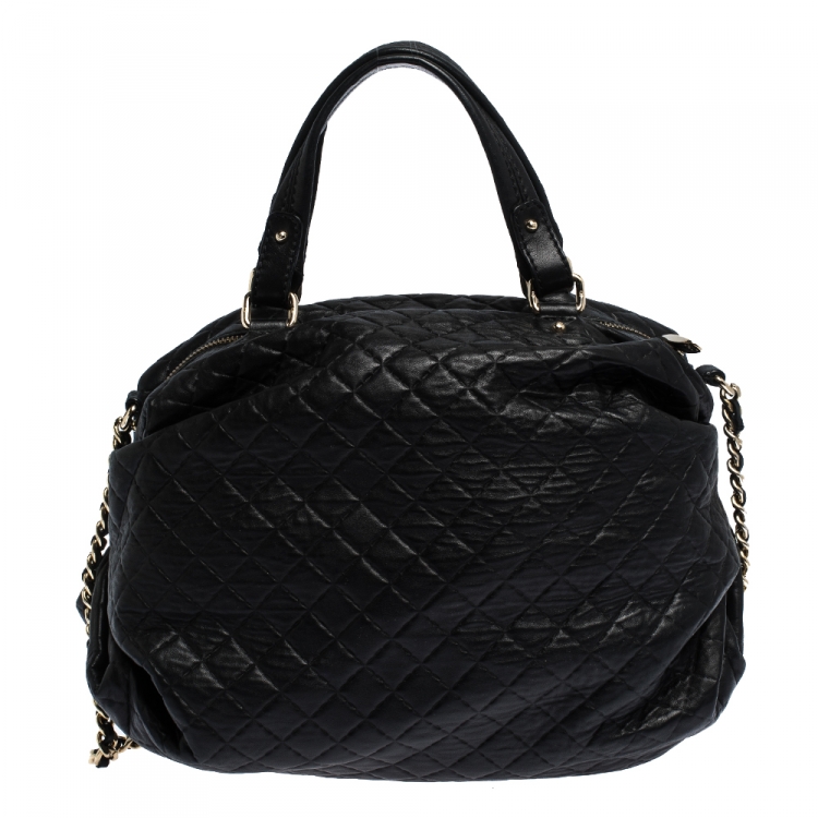 Pre Owned Carolina Herrera Black Quilted Leather Satchel