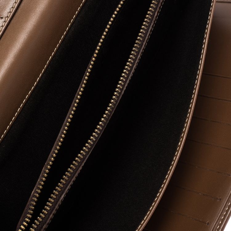 Pre Owned Carolina Herrera Brown Monogram Leather Continental Wallet