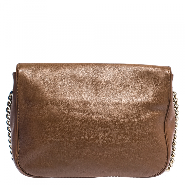 Pre Owned Carolina Herrera Brown Leather Shoulder Bag