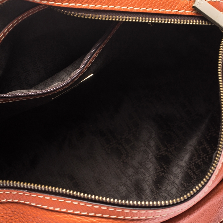 Pre Owned Carolina Herrera Cinnamon Brown Leather Front Pocket Satchel