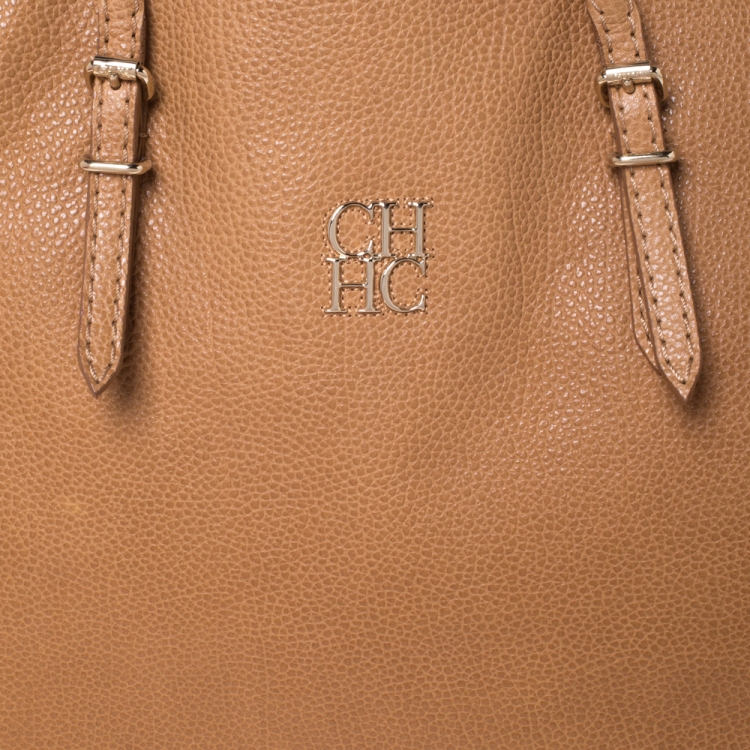 Pre Owned Carolina Herrera Tan Leather Tote