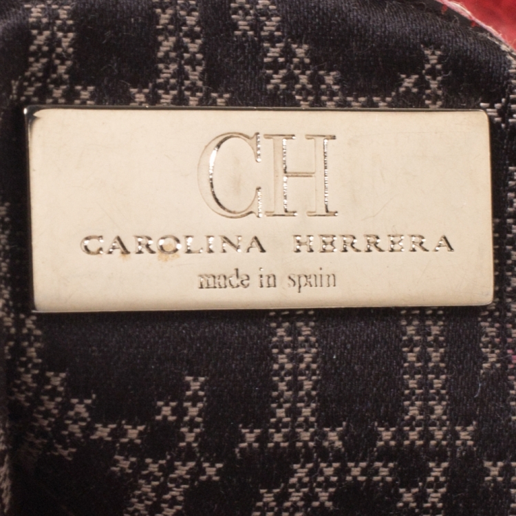 Pre Owned Carolina Herrera Red Leather Andy Boston Bag