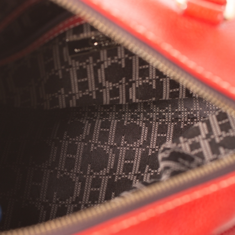 Pre Owned Carolina Herrera Red Leather Andy Boston Bag