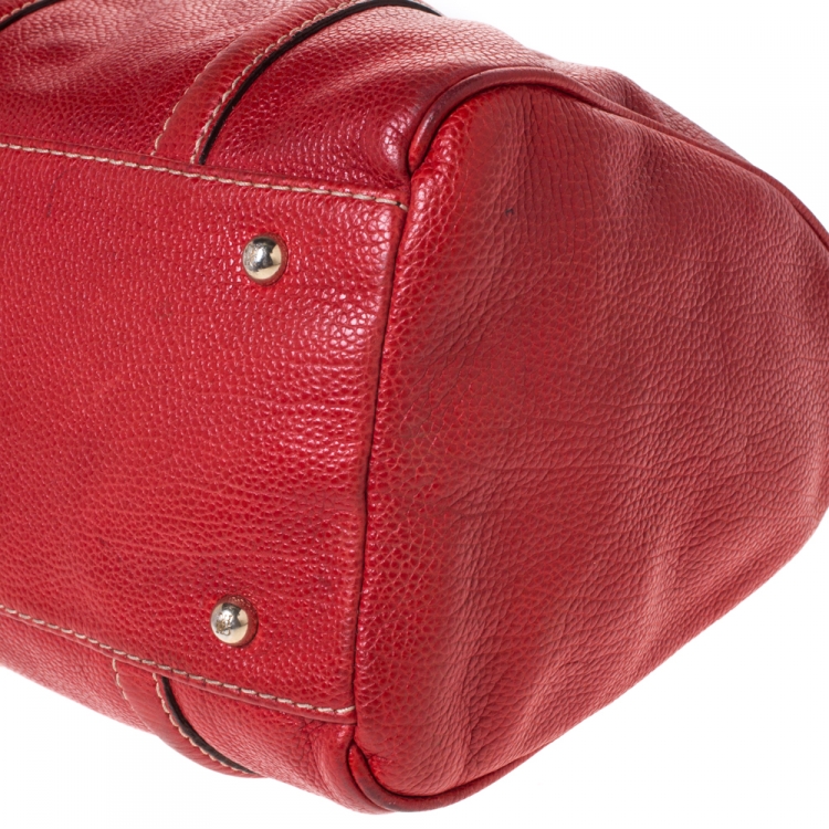 Pre Owned Carolina Herrera Red Leather Andy Boston Bag