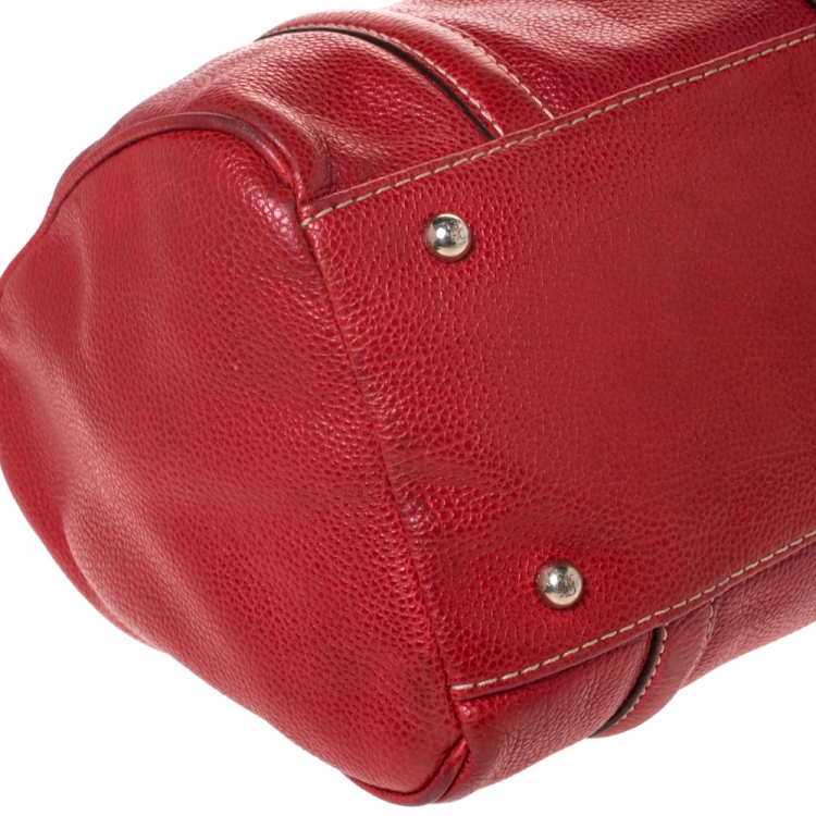 Pre Owned Carolina Herrera Red Leather Andy Boston Bag