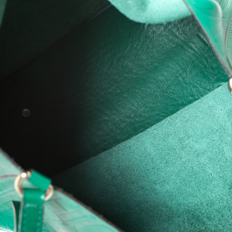 Pre Owned Carolina Herrera Green Monogram Leather Matryoshka Tote