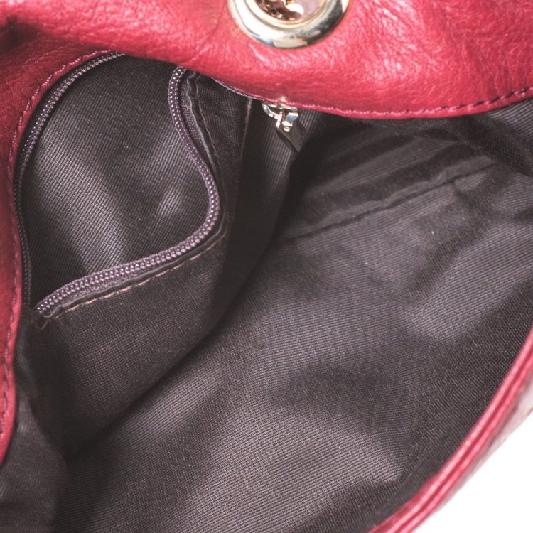 Pre Owned Carolina Herrera Burgundy Monogram Leather Audrey Shoulder Bag