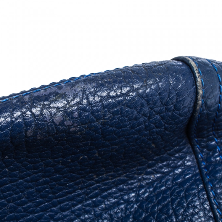 Pre Owned Carolina Herrera Blue Leather Chain Hobo