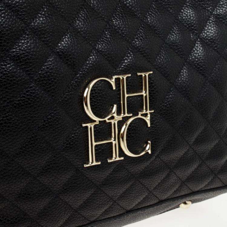 Pre Owned Carolina Herrera CH Black Monogram Tote