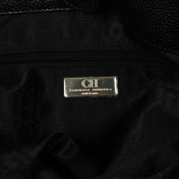 Pre Owned Carolina Herrera CH Black Monogram Tote