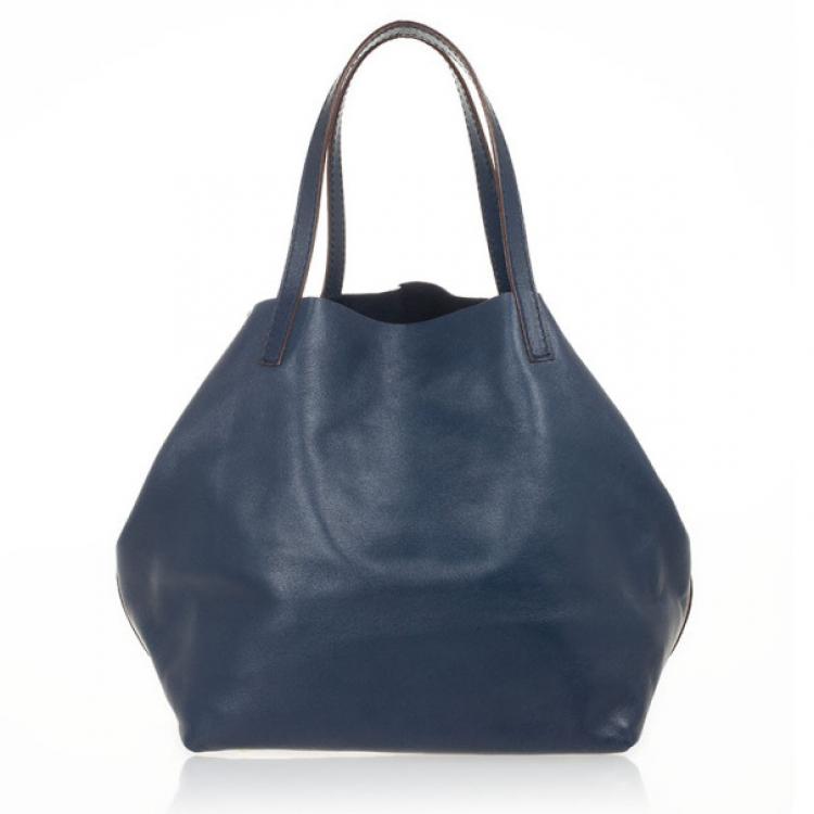 Pre Owned Carolina Herrera Blue Leather Matryoshka Tote