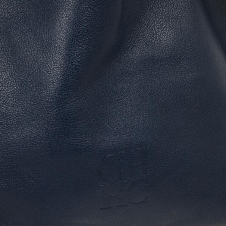 Pre Owned Carolina Herrera Blue Leather Matryoshka Tote