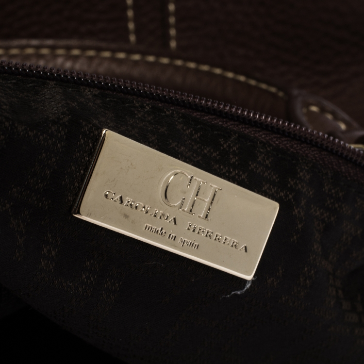 مملوكة مسبقًا Carolina Herrera Brown Leather Andy Tote