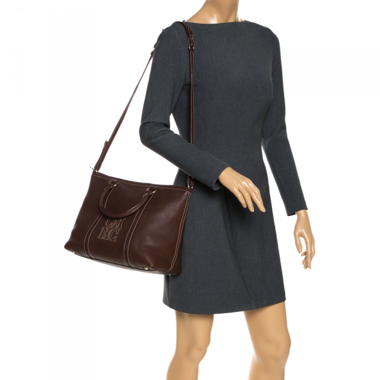 مملوكة مسبقًا Carolina Herrera Brown Leather Andy Tote