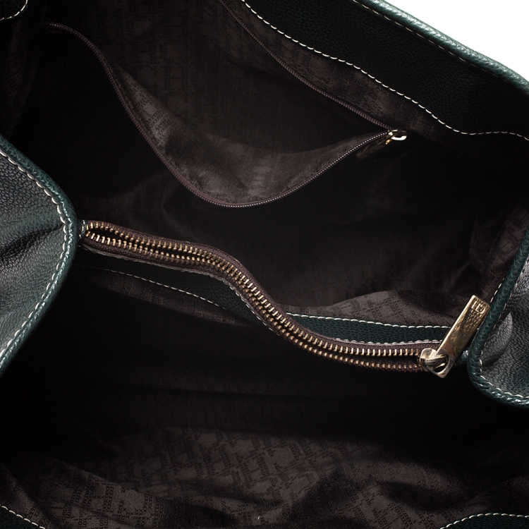 Pre Owned Carolina Herrera Green Leather Andy Tote