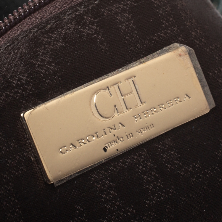 Pre Owned Carolina Herrera Green Leather Andy Tote