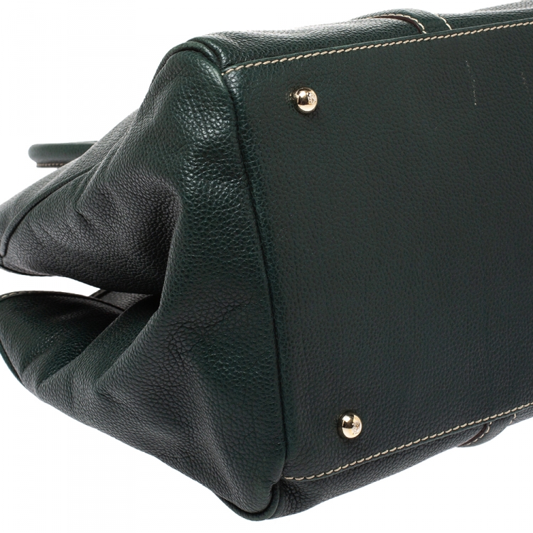 Pre Owned Carolina Herrera Green Leather Andy Tote