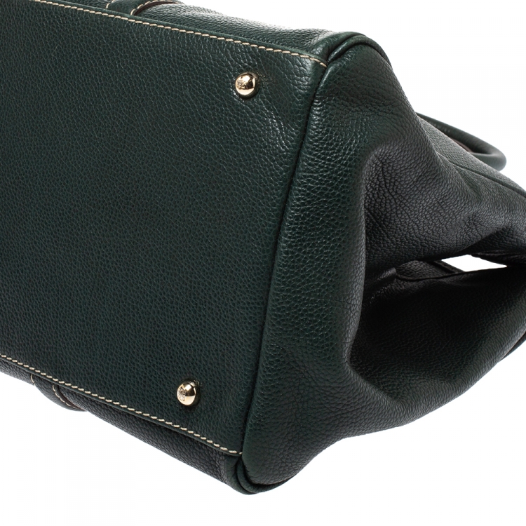 Pre Owned Carolina Herrera Green Leather Andy Tote