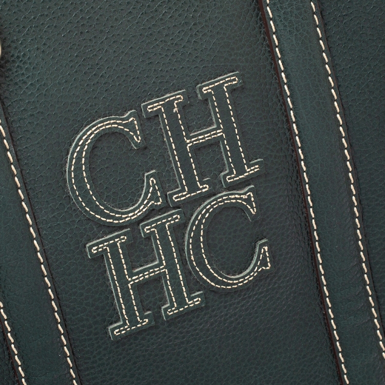 Pre Owned Carolina Herrera Green Leather Andy Tote