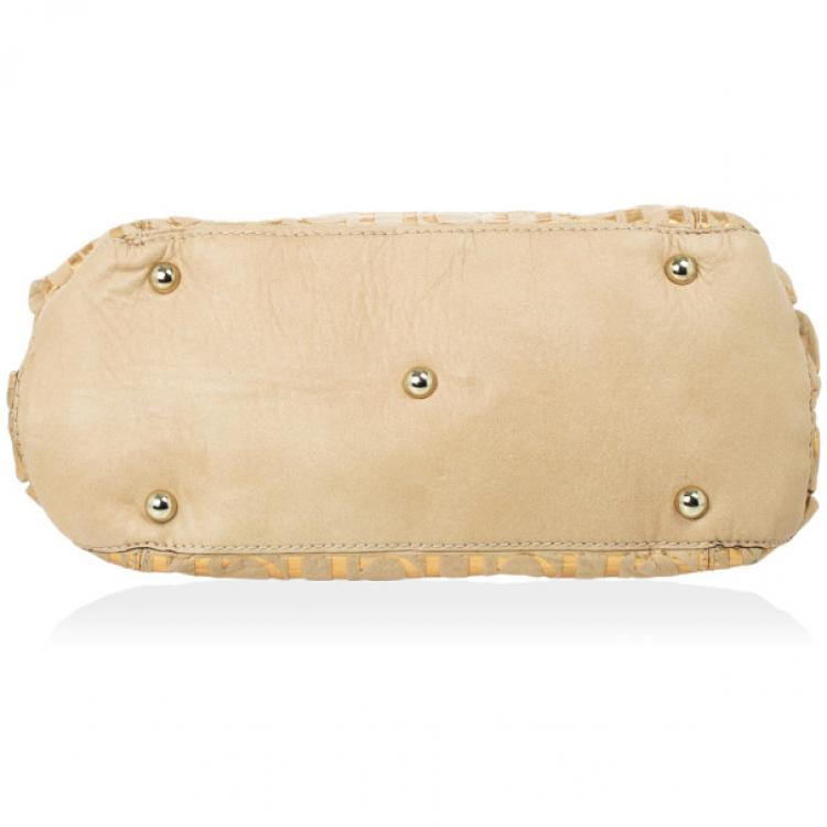 Pre Owned Carolina Herrera Metallic Monogram CH Leather Tote