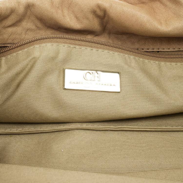 Pre Owned Carolina Herrera Metallic Monogram CH Leather Tote