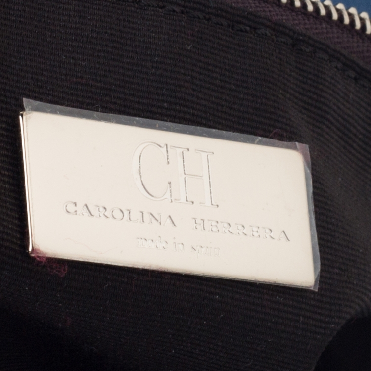 Pre Owned Carolina Herrera Blue Quilted Leather Flap Shoulder Bag