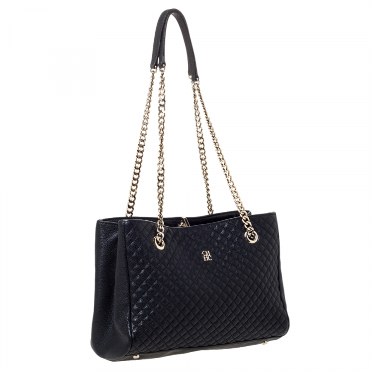 مملوكة مسبقًا Carolina Herrera Black Quilted Leather Tote