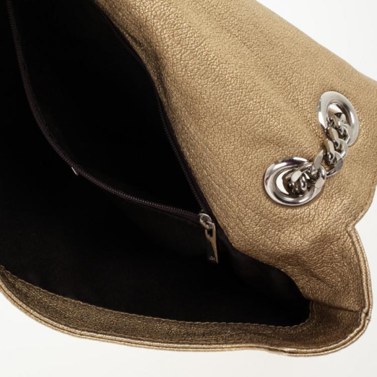 Pre Owned Carolina Herrera 'Holly' Gold Monogram Embossed Bag