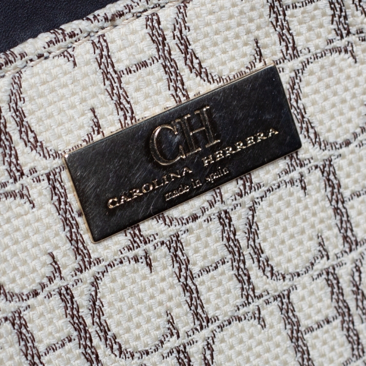 Pre Owned Carolina Herrera Multicolor Monogram Canvas and Leather Shopper Tote