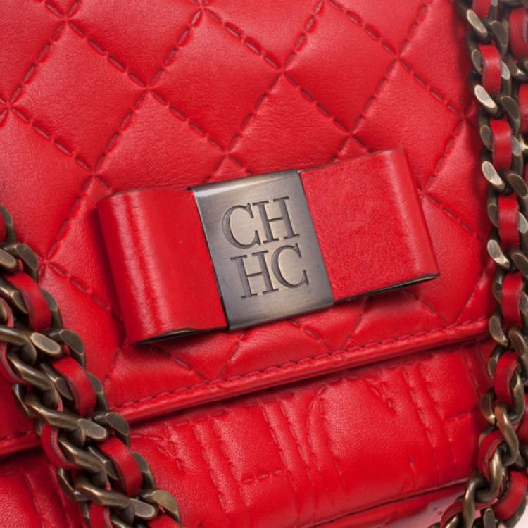 Pre Owned Carolina Herrera Monogram Embossed Bag