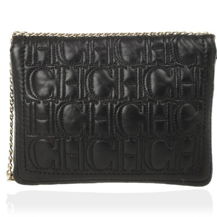 Pre Owned Carolina Herrera Monogram Embossed Bag